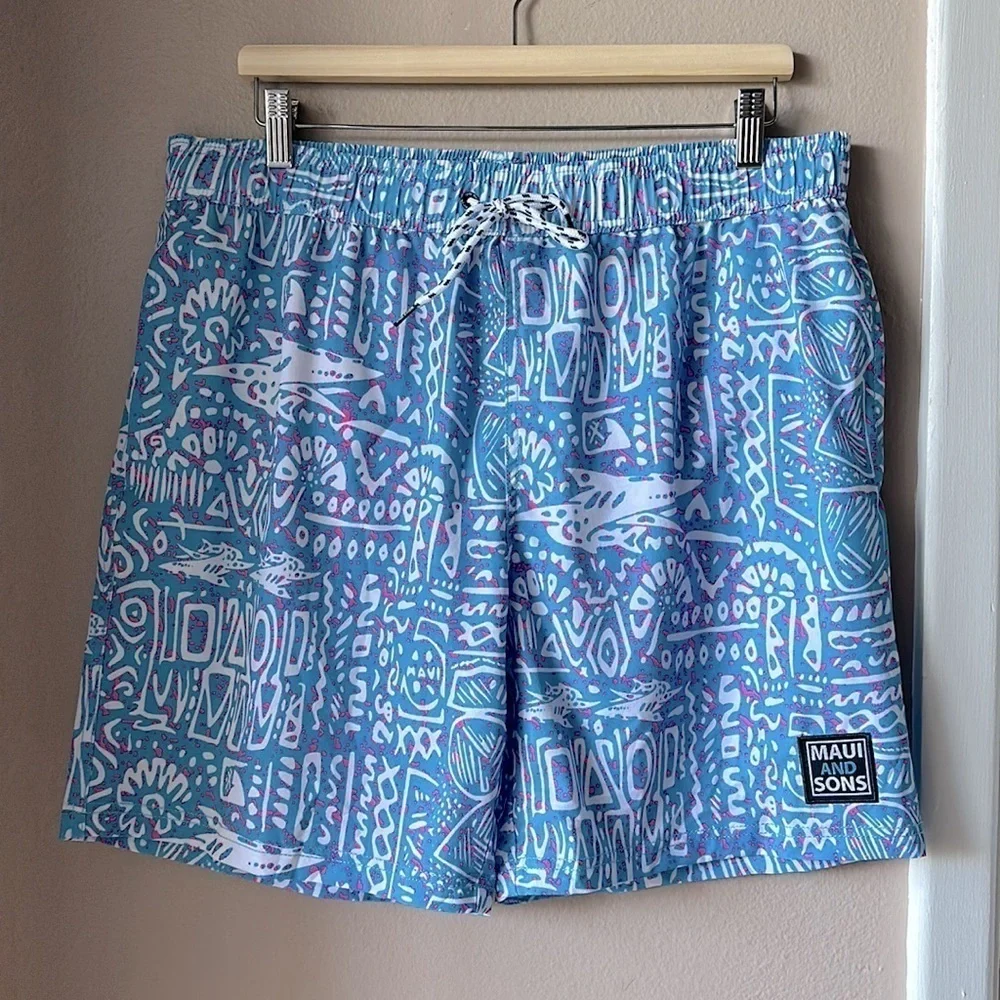 MAUI AND SONS Shark Print Swim Trunks